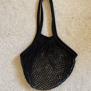 Black cotton mesh bag